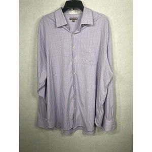 Peter Millar Summer Comfort Shirt Mens XXL Checkered Purple Stretch Long Sleeve